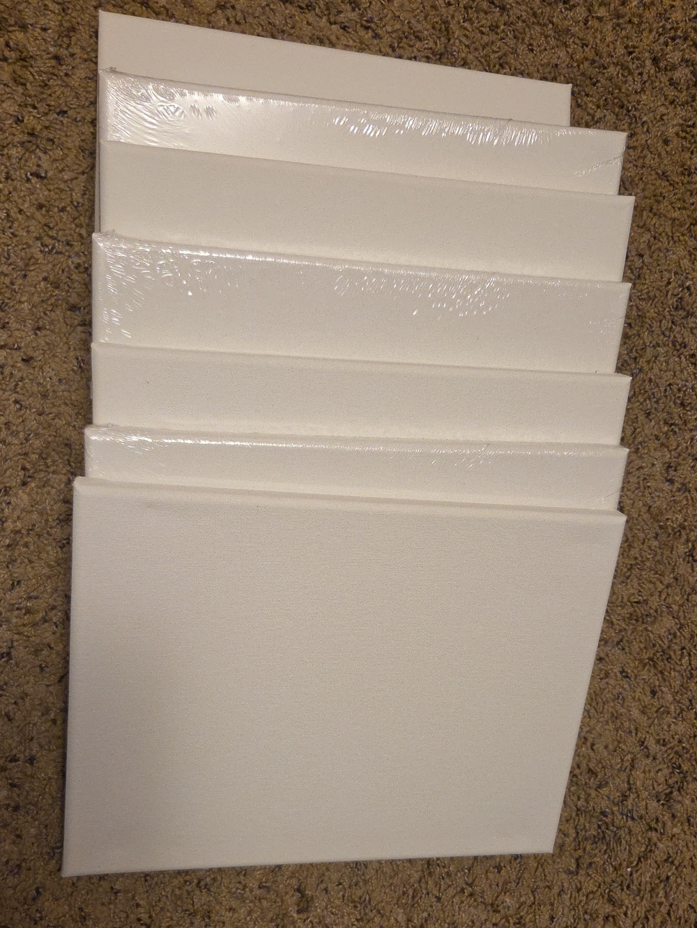 Pack of 7 Blank Stretched Canvases - White. For Painting